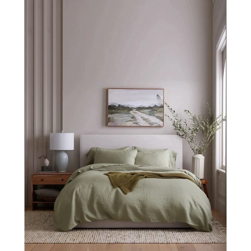 Quince European Linen Duvet Cover Set Full Queen Willowleaf 100% Flax New $194